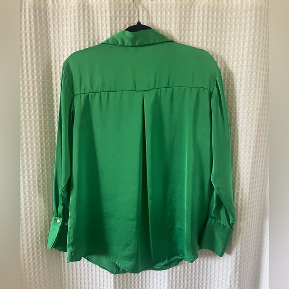 Zara Green Satin Effect Shirt - Picture 3 of 4